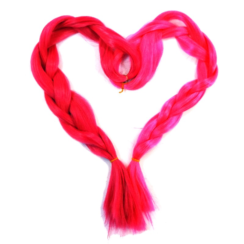 Image: Pink heart made from braiding hair
